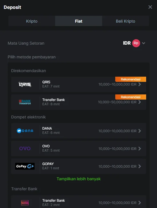 Cara melakukan deposit di kasino BC.Game